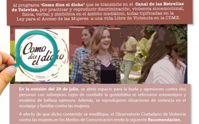 Recomendación: OVM-TV-012/2020/Televisa